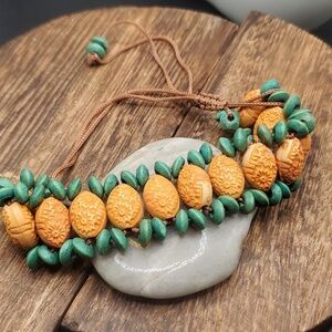 B2723 fruit orchard tiki carved bracelet‎
